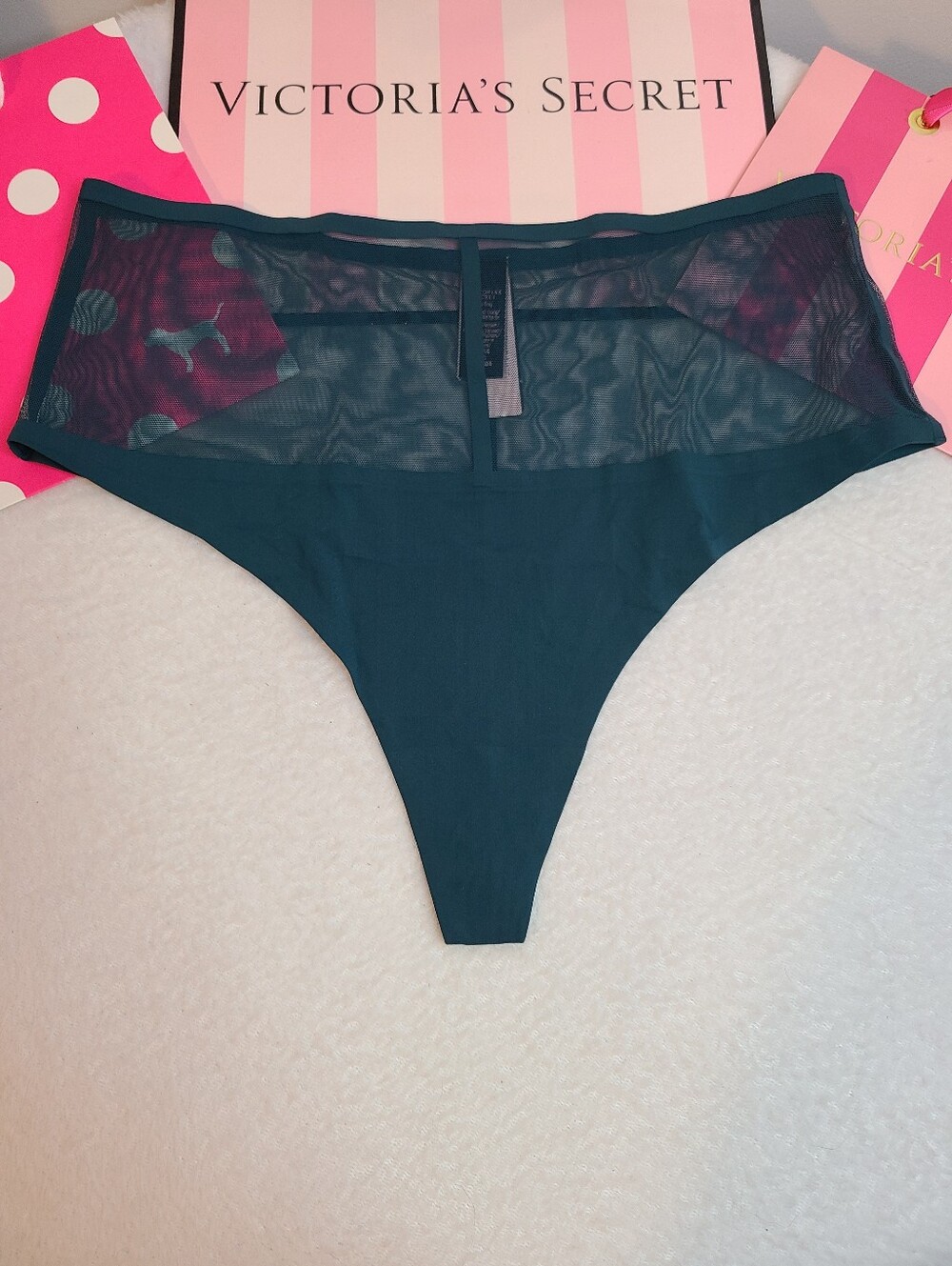 Retired VS Very Sexy Sheer Mesh No-show High Waist Thong Panty Size Lg